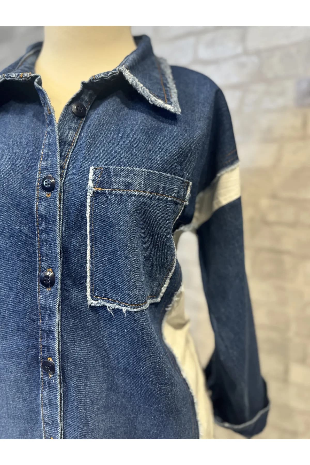 Denim mix gömlek/ceket — görsel 3