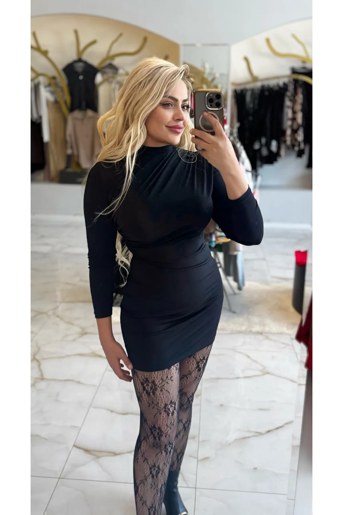 Kadın mini siyah Scuba elbise — görsel 2