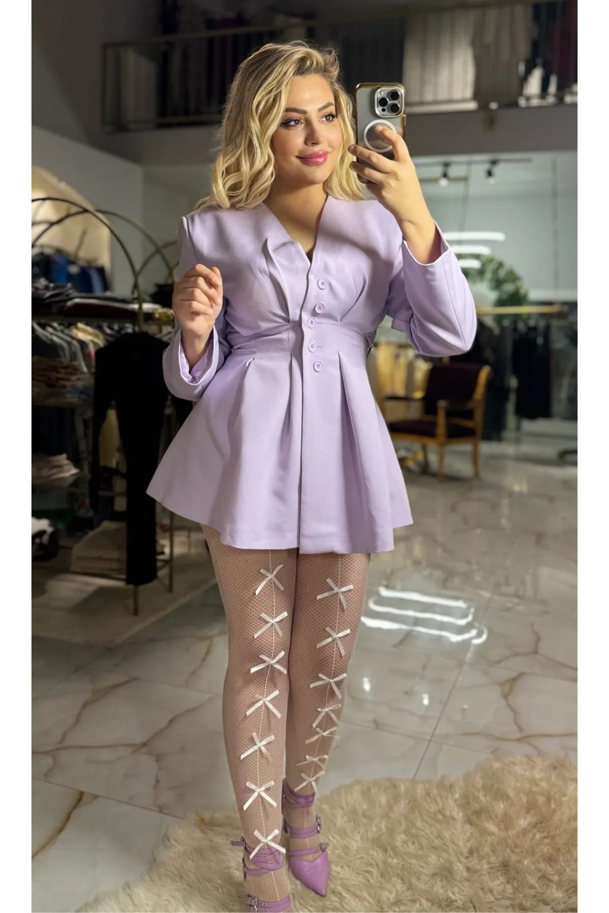 Kadın lila ceket/elbise