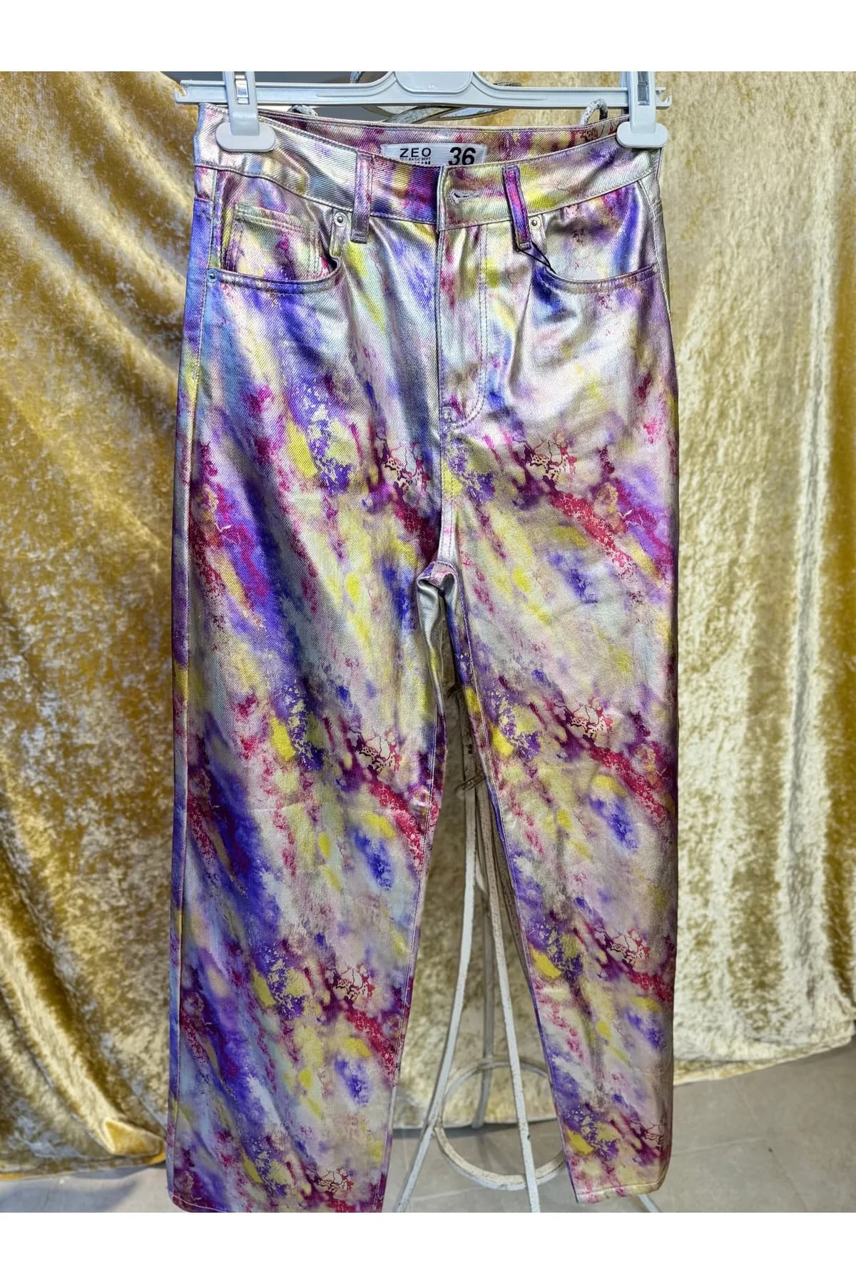 Metalik Çok Renkli Galaxy Pantolon – Premium