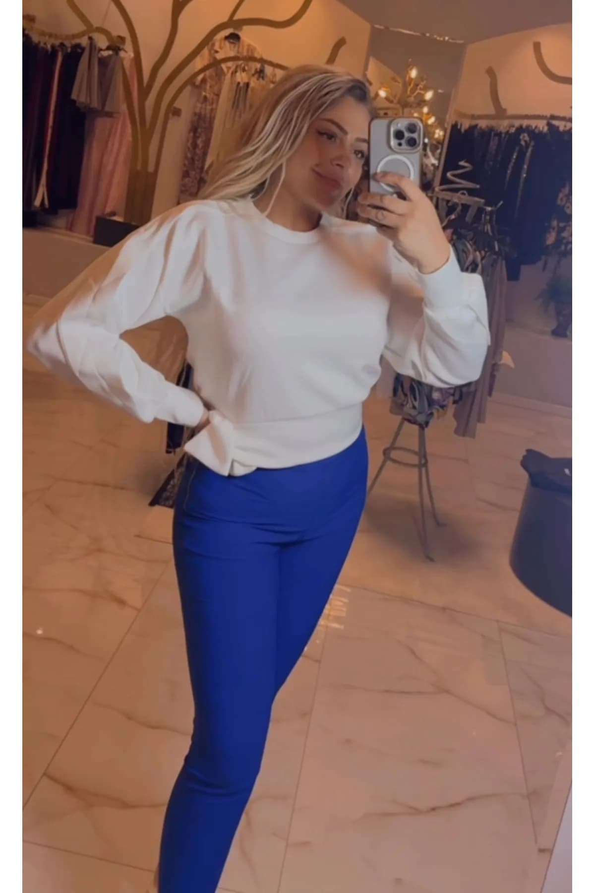 Beyaz scuba kışlık bluz — görsel 2