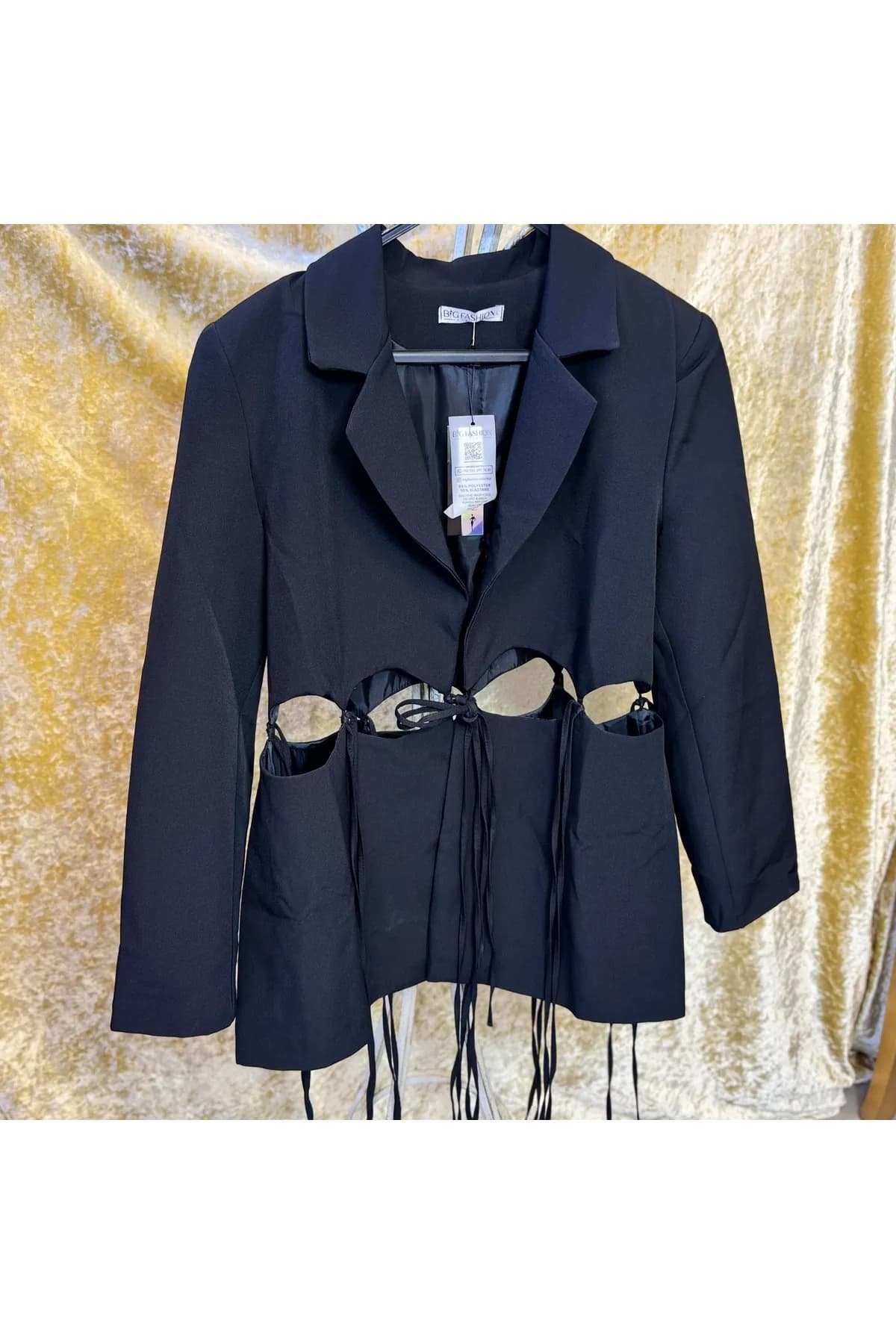 Kesik Detaylı Bağlamalı Tasarım Blazer — görsel 2